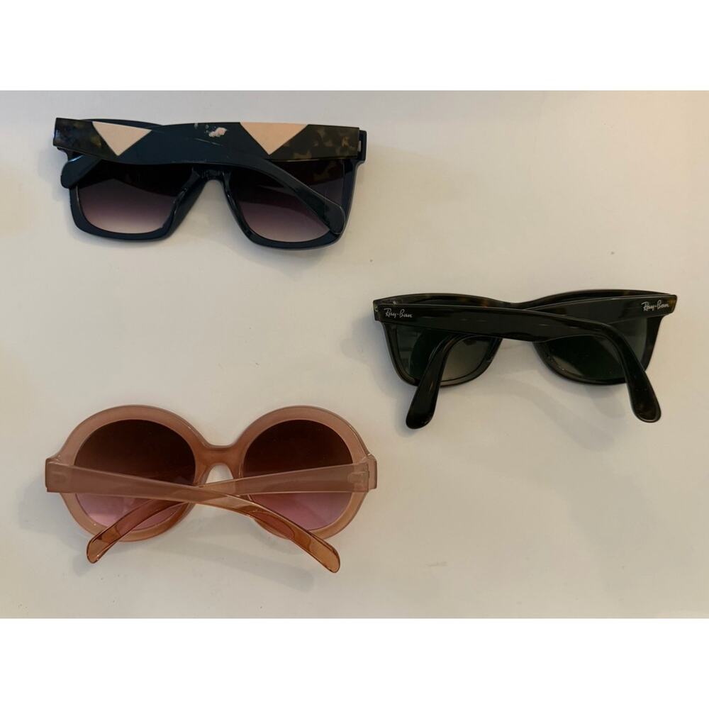 3 Pair Sunglasses, 1 Anthropologie & 1 Rayban Wayfairer in need of repair - Picture 2 of 7
